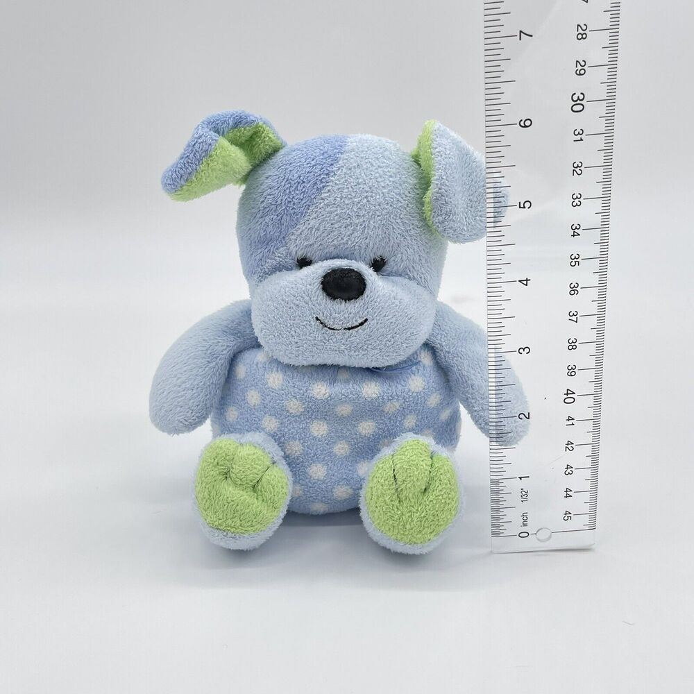 Carters Prestige Toy 7" Blue Green Polka Dot Puppy Dog Baby Plush Barking - Picture 3 of 9